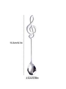 1/5/10pcs Stainless Steel Coffee Spoons - Creative Musical Treble Clef Design, Ideal For Desserts, Espresso, Mixing, Ice Cream, Suitable For Home, Dorm, Office, Cafe, Restaurant And Hotel Back To School