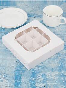 5 piezas/10 piezas Cajas de hornear transparentes con ventana, caja de postres, caja de pastelería, caja de regalo, fácil y conveniente, para contacto con alimentos, se pueden mezclar y ensamblar dulces, chocolates, perfectas para celebraciones y hornear en casa