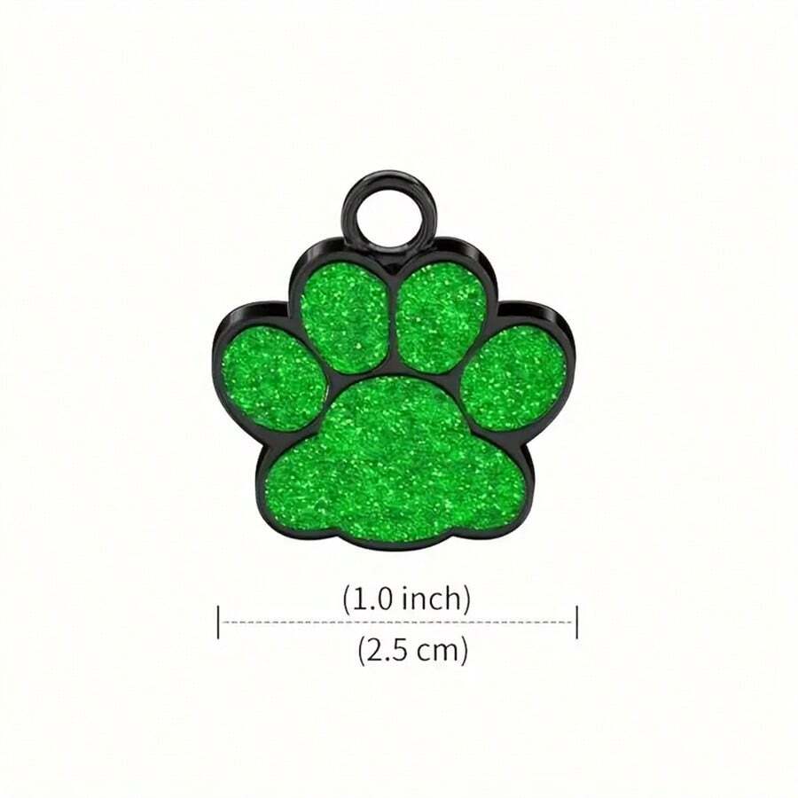 Customized Engraved Pet ID Tag Adorable Animal Paw Print Design, With