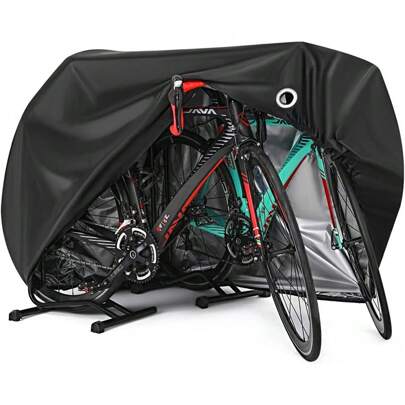 Bike Cover For 1 Or 2 Bikes Outdoor Waterproof Bicycle Covers Rain Sun UV Dust Wind Proof With Lock Hole For Mountain Road Electric Bike Heavy Duty Bikes