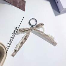 1 szt. Kraciasty motyl ze sztucznej perły, brelok do kluczy, dekoracja plecaka, unikatowy koralikowy brelok do etui na telefon, minimalistyczny wisiorek do torby z kokardką, akcesoria samochodowe, szkolna perła, uroczy gotycki Y2k