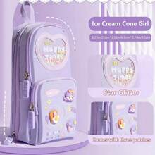 1 Mini mochila de un solo color con forma de estuche de lápices de gran capacidad, sencilla y resistente, estuche de lápices con 3 capas y 6 compartimentos con cremallera para niños y niñas, herramienta japonesa y coreana muy atractiva para oficina, estudio, organización, almacenamiento, bolsa de almacenamiento - Multicolor - Ver 14