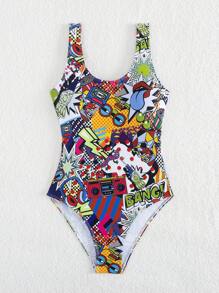Traje de baño de una pieza sexy con estampado no especificado, suave, piel amigable, que estiliza la figura. Traje de baño popular de estilo europeo y americano, con estampado no fijo, estampado retro, nuevo estilo de bikini para playa y . - impresión - Ver 9