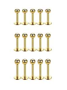 10pcs 16G Stainless Steel Labret Lip Piercing Stud Bar Ball Ear Helix Cartilage Earrings Ombligo Ear Tragus Piercing Body Jewelry