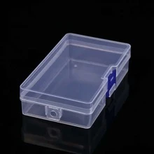 Transparent Plastic Lock Box, Covered Desktop Finishing Box, Small Accessories Jewelry Box, Portable Parts Storage Box, Empty Box Art Supplies - White - View 14
