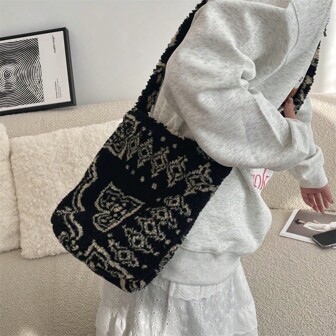 Fashion Leopard Print Underarm Tote Bag, Large Capacity Women Shoulder Bag