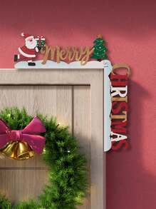 1pc Festive Christmas Door Frame Decor - Whimsical Snowman, Santa & Tree Design,Perfect For Holiday Home Decoration, Window & Wall Accents, Suitable For Home Office, Indoor Use, DIY Crafts, Home Decor, Offices Decor, Theme Party Decor, Christmas Decor
