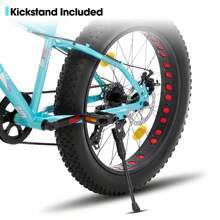 Hiland Roon 24/26 Pulgadas Fat Tire Bicicleta de Montaña para Adolescentes y Adultos, MTB con Shimano 7-Velocidades, Freno de Doble Disco, Bicicleta de Playa y Nieve (Verde, Azul, Blanco y Plata)