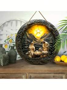 Biển gỗ cảnh Chúa giáng sinh 2D hiệu ứng nổi phẳng của Chúa Jesus đuổi theo con cừu lạc Biển tròn treo tường trang trí cửa trước Trang trí sân vườn Trang trí tường cửa sổ nhà Phòng tiệc lễ hội Vật dụng trang trí Giáng sinh lý tưởng Quà tặng tốt nhất - Nhiều màu - Xem 4