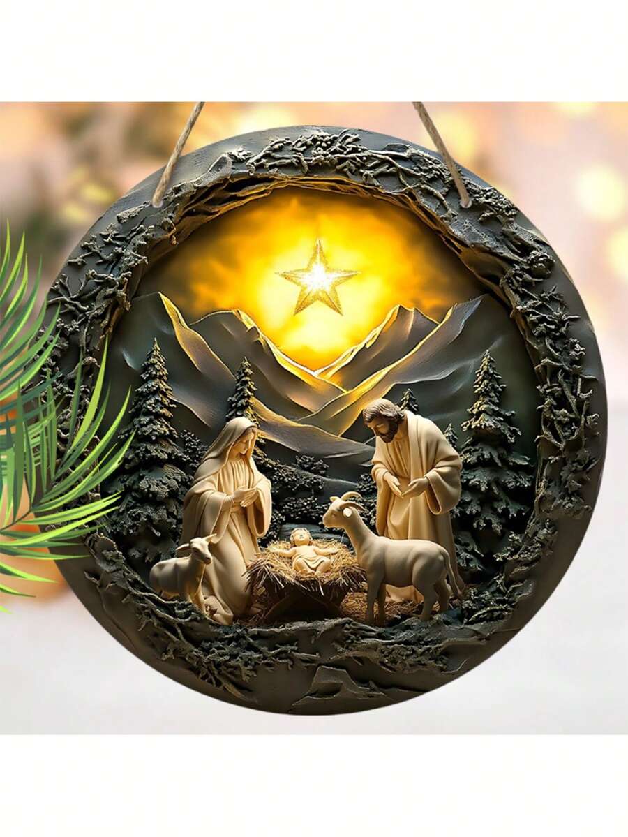 Biển gỗ cảnh Chúa giáng sinh 2D hiệu ứng nổi phẳng của Chúa Jesus đuổi theo con cừu lạc Biển tròn treo tường trang trí cửa trước Trang trí sân vườn Trang trí tường cửa sổ nhà Phòng tiệc lễ hội Vật dụng trang trí Giáng sinh lý tưởng Quà tặng tốt nhất - Nhiều màu - Xem 1