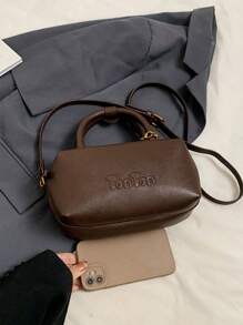 时尚简约的女士软皮手提包，百搭日常斜挎单肩包，附赠吊坠 - 咖啡棕 - 查看 8