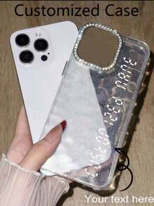 1pc Custom Designed Transparent/Pink Glitter IPhone 13, 16 Pro Max Phone Case With Letter, Name Or Number Print, Compatible With IPhone 11/12/13/14/15/16, IPhone 11/12/13/14/15/16 Pro, IPhone 11/12/13/14/15 Pro Max, IPhone 14/15/16 Plus