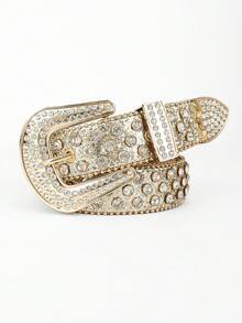 1 chiếc thắt lưng đính đinh tán hình đầu lâu dành cho nữ, phụ kiện trang trí cổ điển đa năng cho váy, áo sơ mi, váy và quần thường ngày, thiết kế tối giản - Loại khóa chốt - Xem 12