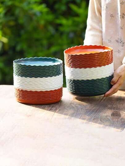 2 件/5 件厚塑料花盆托盘，多肉植物圆形托盘，花盆底板