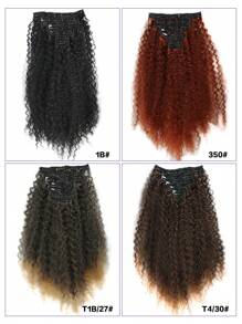 20 Inch Long Deep Kinky Curly Clip In Hair Extension, Full Head Heat Resistance Fiber 140g 7pieces Synthetic Hair Extensions For Natural Black Clip In Jerry Curly Hair Extensions