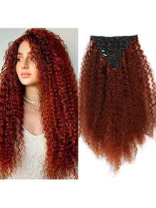 20 Inch Long Deep Kinky Curly Clip In Hair Extension, Full Head Heat Resistance Fiber 140g 7pieces Synthetic Hair Extensions For Natural Black Clip In Jerry Curly Hair Extensions