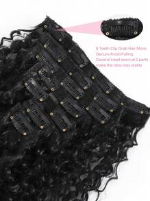 20 Inch Long Deep Kinky Curly Clip In Hair Extension, Full Head Heat Resistance Fiber 140g 7pieces Synthetic Hair Extensions For Natural Black Clip In Jerry Curly Hair Extensions