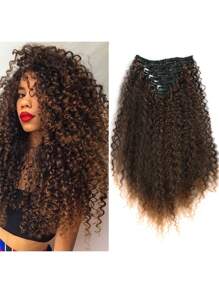 20 Inch Long Deep Kinky Curly Clip In Hair Extension, Full Head Heat Resistance Fiber 140g 7pieces Synthetic Hair Extensions For Natural Black Clip In Jerry Curly Hair Extensions