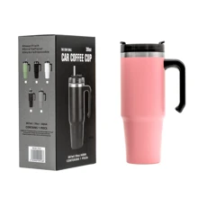 Termo con asa negro Botella De Acero Inoxidable Con Fría/caliente 30oz con asa negro - Rosa - Ver 1