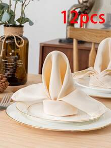 2/6/12 chiếc khăn ăn màu trơn chống nhăn, thích hợp cho sự kiện tiệc cưới trang trí bàn ăn tại nhà - Nhiều màu - Xem 16