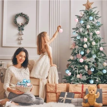 1 set de 42/44 pièces Boîte cadeau de décoration de Noël, Kit d'ornements pour sapin de Noël, Boules de Noël peintes de manière créative pour la maison, les fêtes et l'ornement de l'arbre