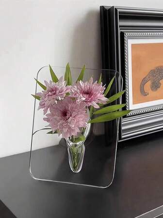 1pc Transparent Acrylic Flower Vase, Art Decor Vase, Scandinavian/Ins Style Home/Hotel/Photoframe Decoration