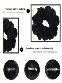 4 件纯色休闲可爱优雅街头时尚宫廷风格合成纤维发圈，适合所有季节 - 4件套 - 查看 4