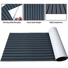 Boat Flooring,EVA Foam Boat Decking 94.5'',Non-Slip And Self-Adhesive Flooring Sea Deck ,Marine Carpet Mat,For Yacht Motorboat Swimming (Grey Black Lines, 94.5''x35'') - Black - View 5