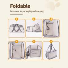 1pc Pet Car Carrier Bag, Fashionable Cat Bag, Portable Foldable Pet Car Seat Carrier