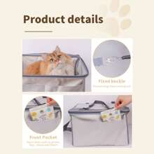 1pc Pet Car Carrier Bag, Fashionable Cat Bag, Portable Foldable Pet Car Seat Carrier
