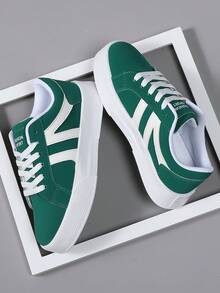 Giày thể thao nữ thời trang giày thể thao thường ngày, giày đế bệt buộc dây nhẹ cho nữ, giày thể thao cổ thấp cho nữ - màu xanh lá - Xem 6