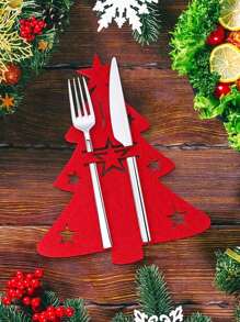 12pcs-Christmas Tree Silverware Holders, Felt Cutlery Pockets Christmas Table Decor,Christmas Tree Cutlery Holder, Christmas Cutlery Holder, Felt Table Decoration, Christmas Table Decoration Cutlery Bag, Felt Fork And Spoon Bag Home Room Decoration,Kitchen,Red And Green Christmas Tree Cutlery Holder, Felt Fork Spoon Bags, Christmas Decoration Easter Gift,Christmas