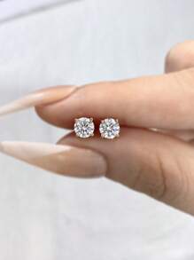 1Pair Four Claw Moissanite Stud Earrings Luxury Jewelry Gifts For Women S925 Sterling Silver Fine Ladies Jewelry Gift