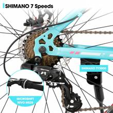 Hiland Roon 24/26 Pulgadas Fat Tire Bicicleta de Montaña para Adolescentes y Adultos, MTB con Shimano 7-Velocidades, Freno de Doble Disco, Bicicleta de Playa y Nieve (Verde, Azul, Blanco y Plata)