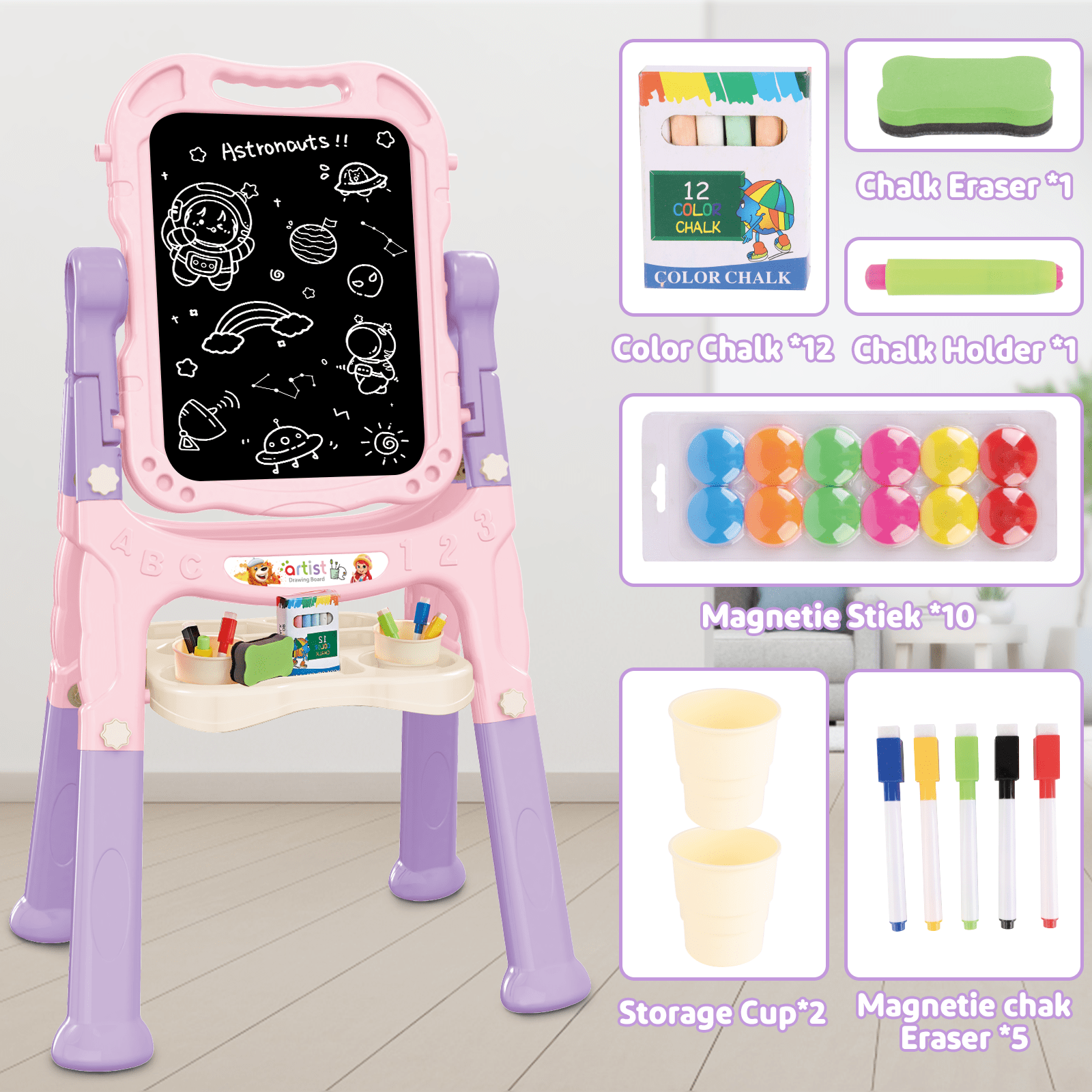 Art Easel Toys For Kids, 4In1 Double Drawing Board