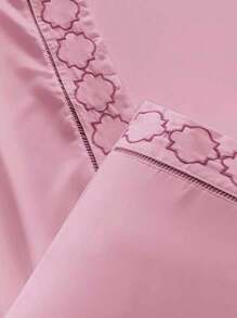 Luxurious 4-Piece King\Queen\Double Percale 400 Thread Count Sheet With Embroidered Detail - Infinity - 葡萄瓣 - 查看 4
