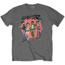 Gorillaz | Official Band T-Shirt | Group Circle Rise - 48-Hour Fast Shipping!  - Grey - View 1