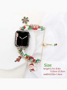 1 件软陶瓷和锌合金圣诞主题表带，带圣诞老人和雪花设计，兼容 Apple Watch Series 9/8/7/SE/6/5/4 - 彩色 - 查看 7