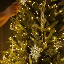 20件北欧水晶圣诞树装饰品,透明冰淇淋水滴和雪花挂饰,人造雪悬挂装饰,适用于圣诞树、橱窗展示、派对、情人节 - 彩色 - 查看 3