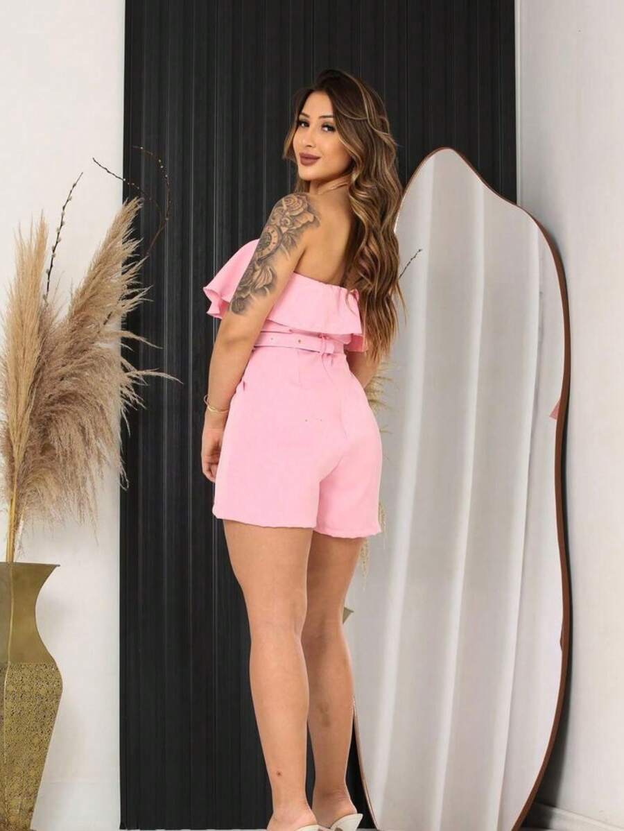 Premium Tailored Jumpsuit With Fringe And Elegant Belt Spring/Summer Fashion - Rusty Rose - View 1