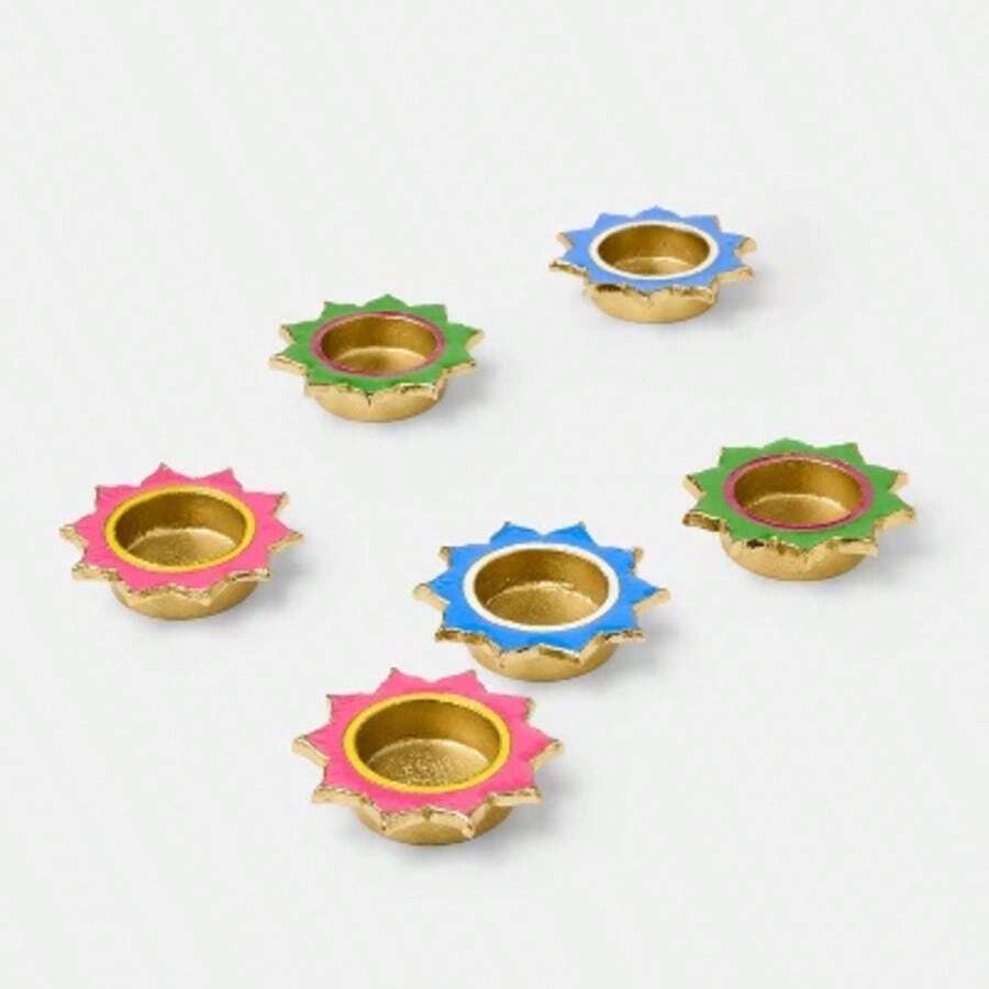 6pc Diwali Design Decorative Diyas - 彩色 - 查看 1