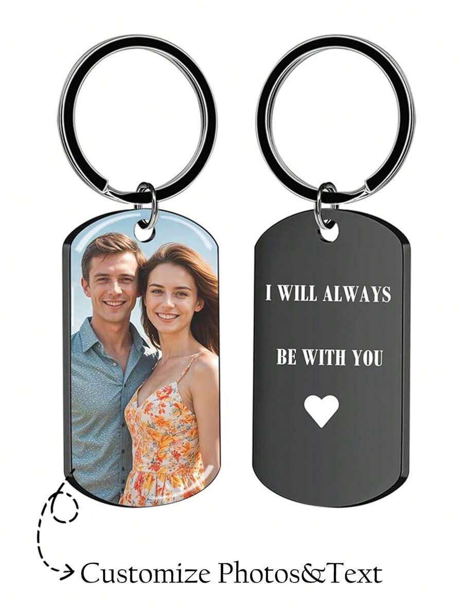 1 件定制钥匙扣，带图片个性化雕刻照片/文字/狗牌钥匙扣，适用于家庭圣诞派对、新年、情人节礼物、毕业礼物、母亲节礼物、父亲节礼物 - 彩色 - 查看 1