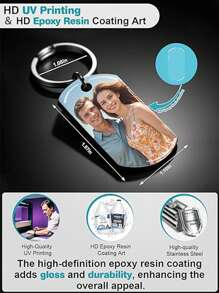 1 件定制钥匙扣，带图片个性化雕刻照片/文字/狗牌钥匙扣，适用于家庭圣诞派对、新年、情人节礼物、毕业礼物、母亲节礼物、父亲节礼物 - 彩色 - 查看 2