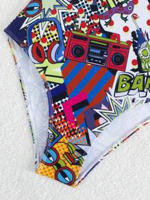 Traje de baño de una pieza sexy con estampado no especificado, suave, piel amigable, que estiliza la figura. Traje de baño popular de estilo europeo y americano, con estampado no fijo, estampado retro, nuevo estilo de bikini para playa y . - impresión - Ver 8