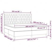vidaXL Boxspringbett mit Matratze & LED Hellgrau 200x200 cm Samt