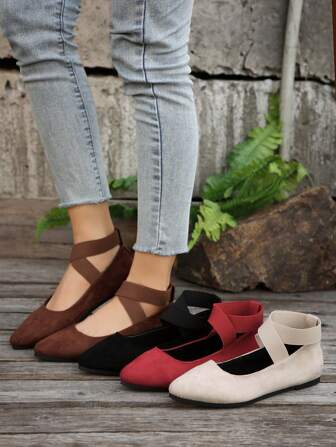 女式软底玛丽珍芭蕾平底鞋，2024年新款秋季简约纯色休闲平底鞋，仙女风格