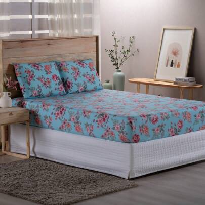 Jogo de Lençol Queen 3 Pçs 400 Fios Estampado