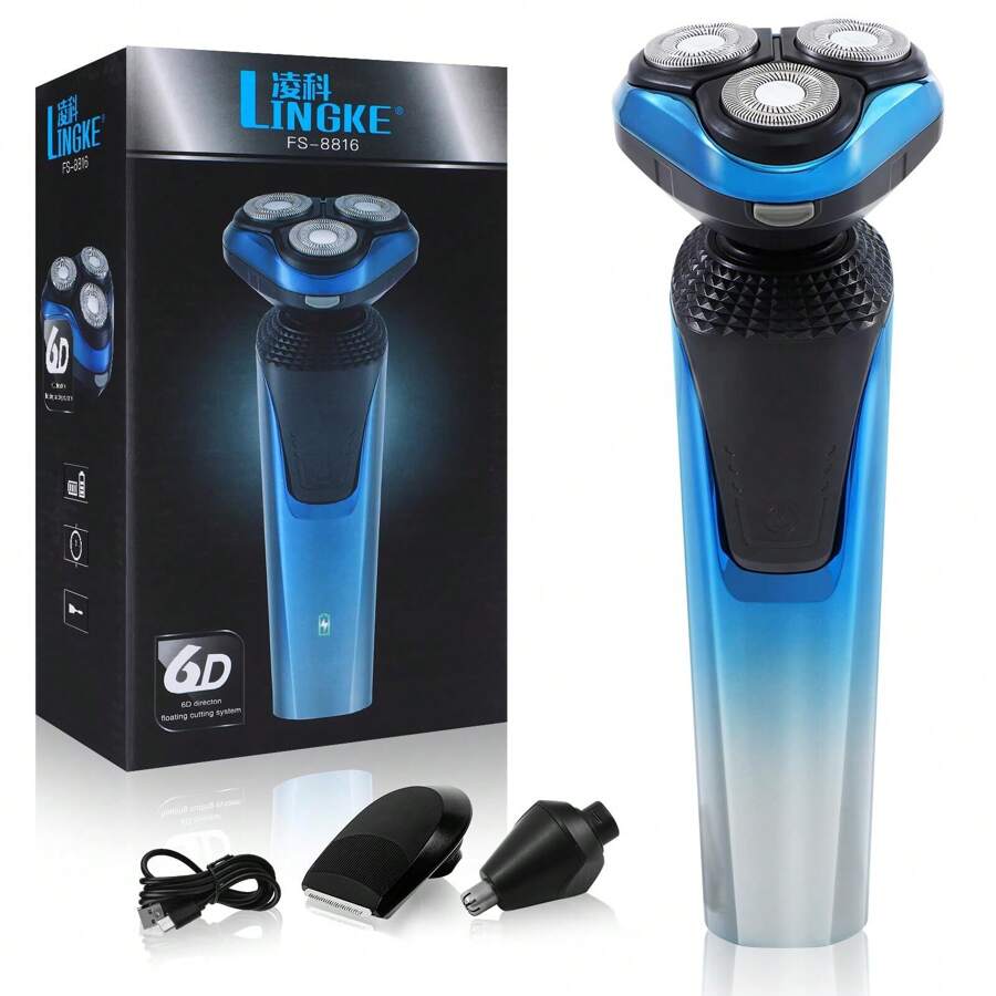 Barbeador Elétrico Lingke 8806 3-em-1, Kit de Grooming 3-Cabeças para ...