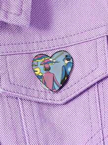 1PC 爱是奇怪和不寻常的定制心形胸针创意金属别针衬衫翻领时尚装饰男女万圣节礼物 - XA1184 - 查看 6