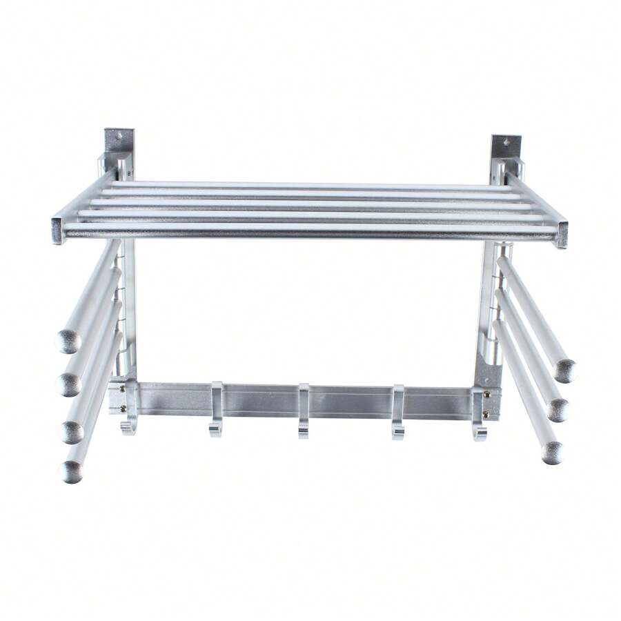 Collapsible Rotating Towel Rack NoDrill Bathroom Storage Holder For